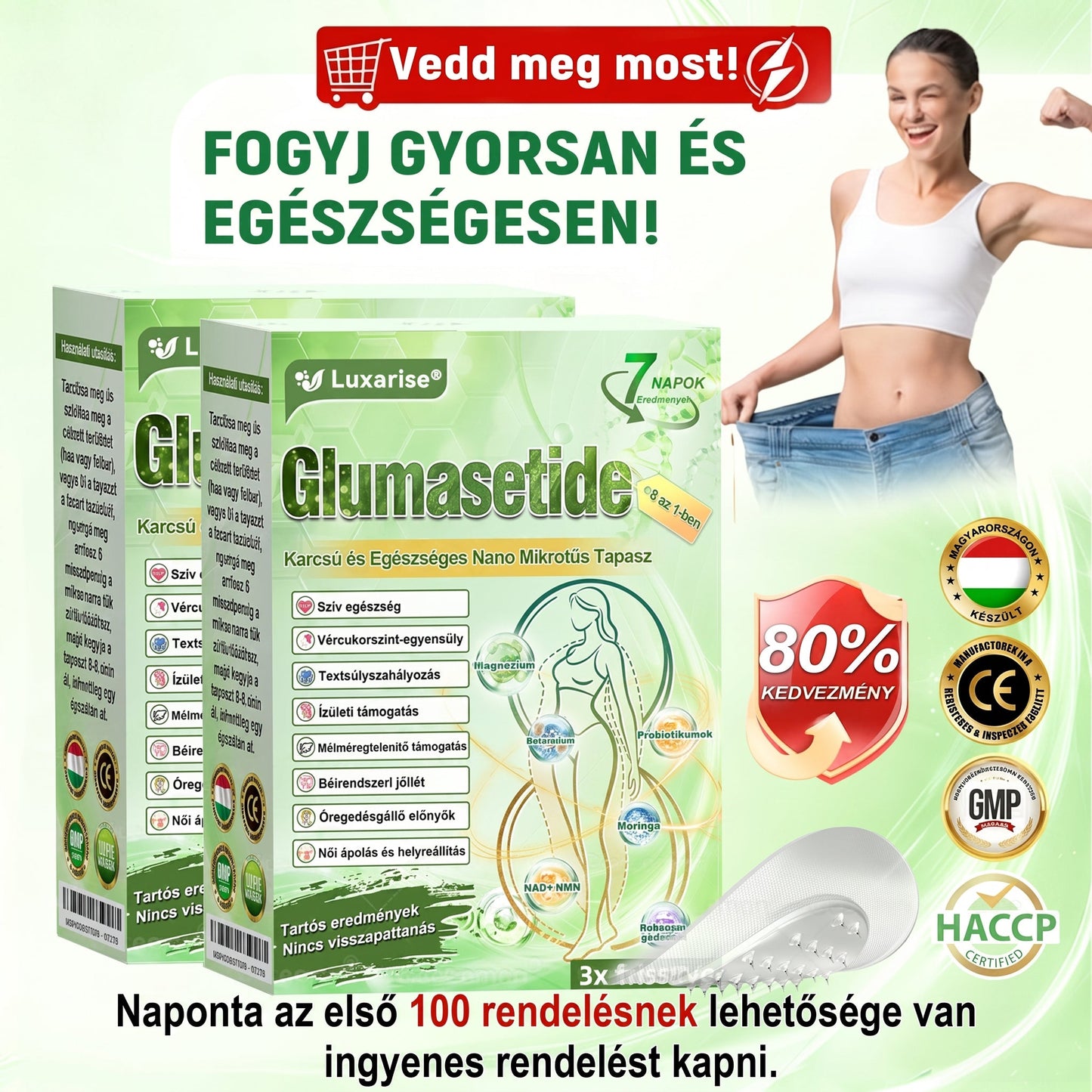 🌿Luxarise®Glumasetide 8az 1-ben Karcsu és Egeszséges Nano Mikrotus Tapasz (Napi 1alkalom – látható változásakár 7 nap alatt) ✅ Elhízásra,bőrfeszesítésre,cukorbetegségre, alvásiapnoéra, ízületekre stb HU🍀