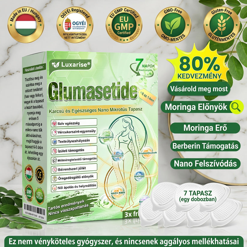 🌿Luxarise®Glumasetide 8az 1-ben Karcsu és Egeszséges Nano Mikrotus Tapasz (Napi 1alkalom – látható változásakár 7 nap alatt) ✅ Elhízásra,bőrfeszesítésre,cukorbetegségre, alvásiapnoéra, ízületekre stb HU🍀