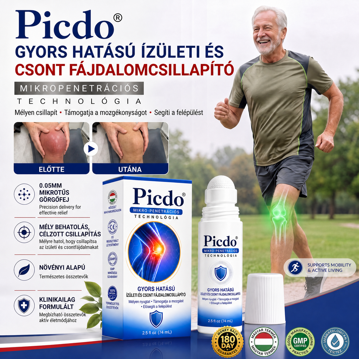 𝐏𝐢𝐜𝐝𝐨® 🧑‍⚕️ 0,05 mm-es mikrotűs csont- és ízületregeneráló görgő 🛡️ (Minden felnőtt számára, nőknek és férfiaknak egyaránt – átfogó támogatás különböző ízületi problémák esetén)✅