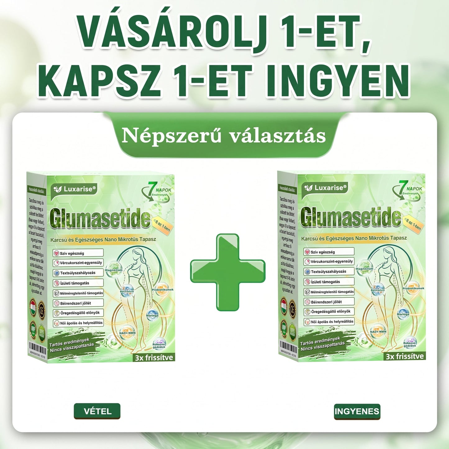 🌿Luxarise®Glumasetide 8az 1-ben Karcsu és Egeszséges Nano Mikrotus Tapasz (Napi 1alkalom – látható változásakár 7 nap alatt) ✅ Elhízásra,bőrfeszesítésre,cukorbetegségre, alvásiapnoéra, ízületekre stb HU🍀