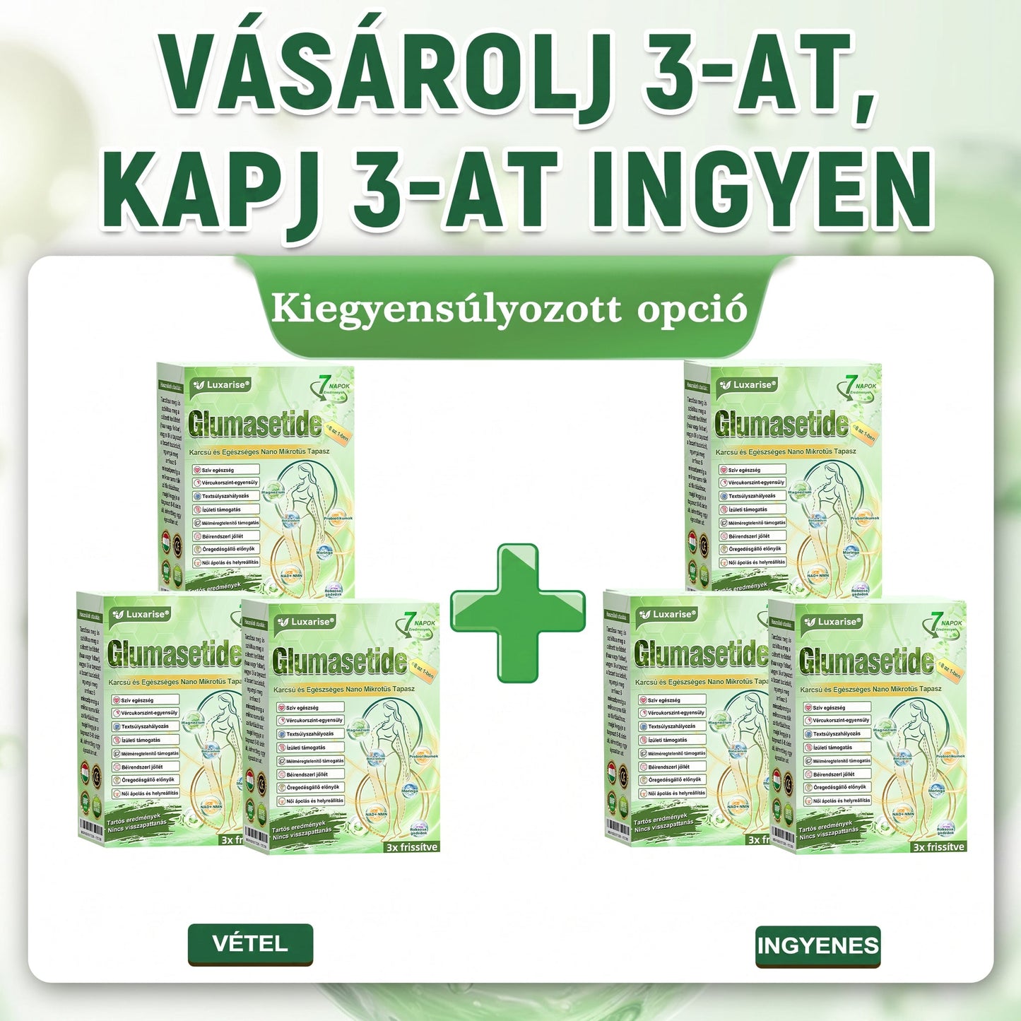 🌿Luxarise®Glumasetide 8az 1-ben Karcsu és Egeszséges Nano Mikrotus Tapasz (Napi 1alkalom – látható változásakár 7 nap alatt) ✅ Elhízásra,bőrfeszesítésre,cukorbetegségre, alvásiapnoéra, ízületekre stb HU🍀