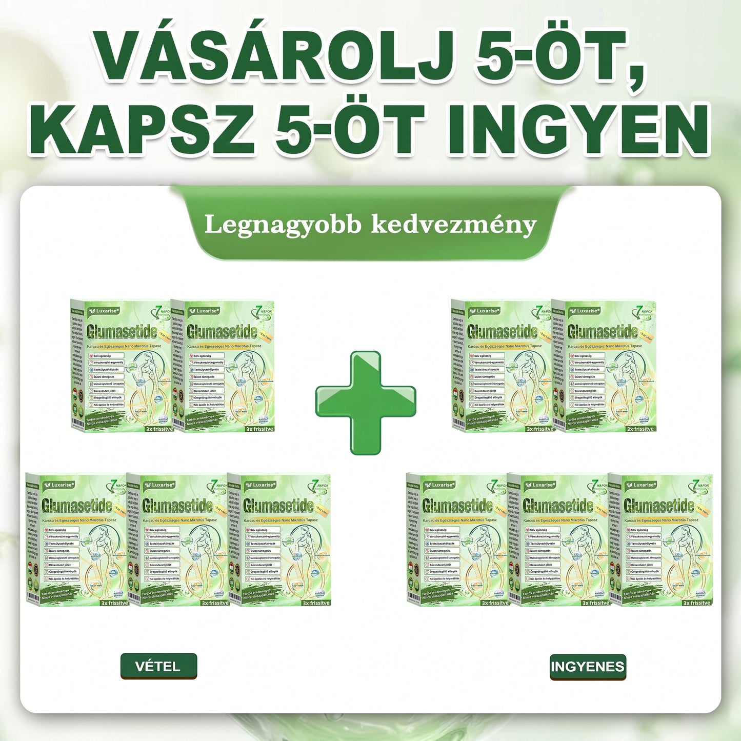 🌿Luxarise®Glumasetide 8az 1-ben Karcsu és Egeszséges Nano Mikrotus Tapasz (Napi 1alkalom – látható változásakár 7 nap alatt) ✅ Elhízásra,bőrfeszesítésre,cukorbetegségre, alvásiapnoéra, ízületekre stb HU🍀