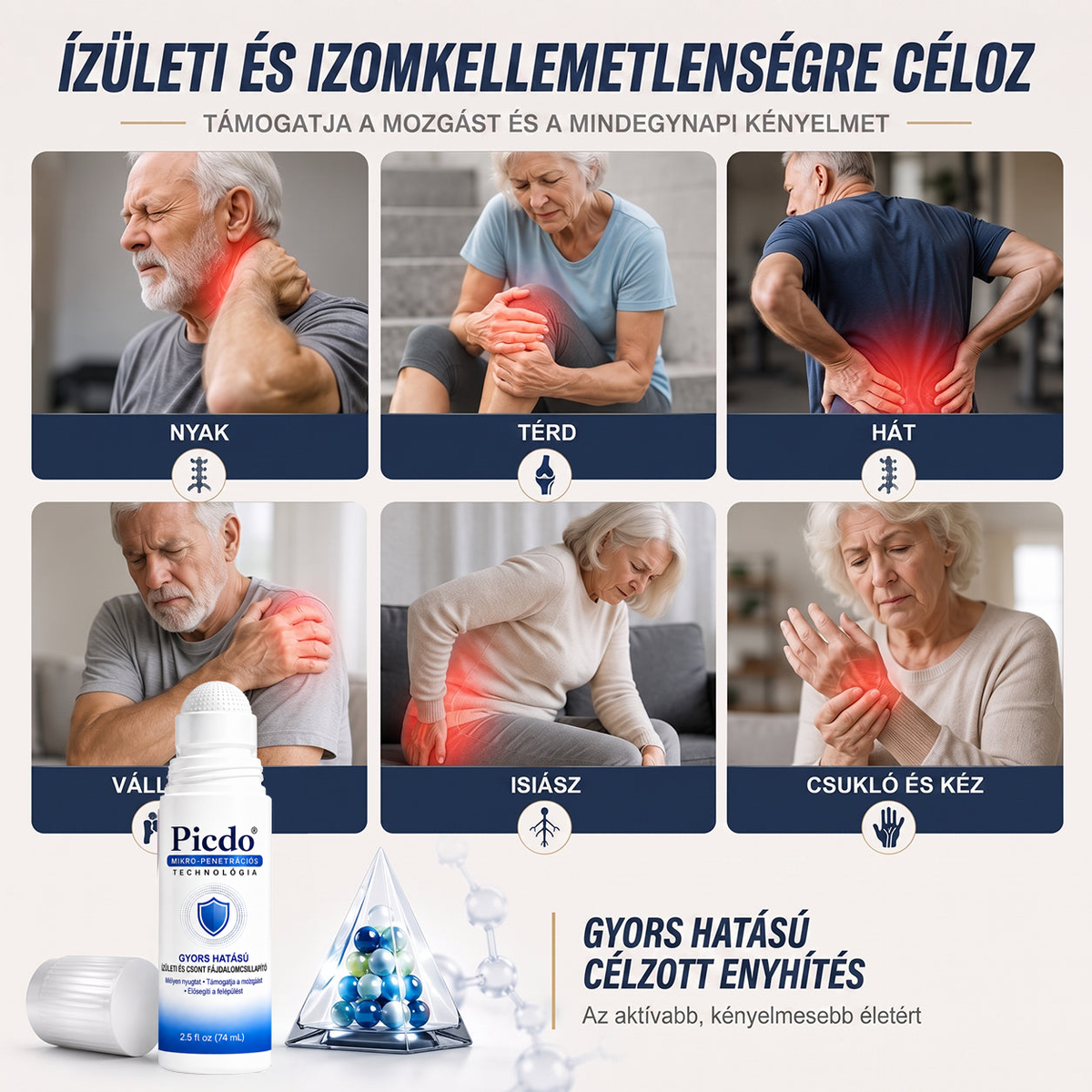 𝐏𝐢𝐜𝐝𝐨® 🧑‍⚕️ 0,05 mm-es mikrotűs csont- és ízületregeneráló görgő 🛡️ (Minden felnőtt számára, nőknek és férfiaknak egyaránt – átfogó támogatás különböző ízületi problémák esetén)✅